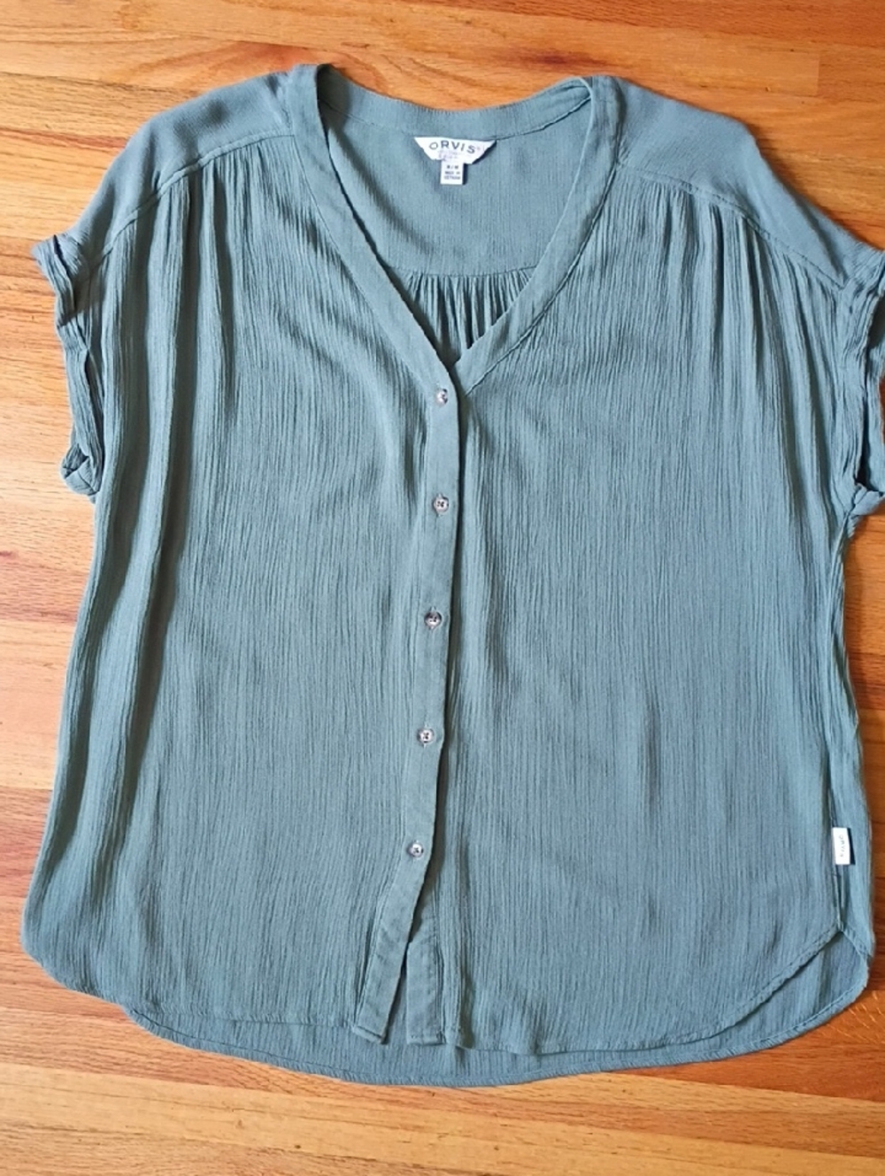 Orvis Women's Sage Green Short-Sleeve Button-Front Blouse